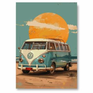 Affiche Combi VW Soleil Couchant - 30 x 40 cm