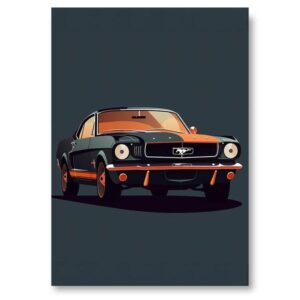 Affiche Ford Mustang - Flat Design - 30 x 40 cm