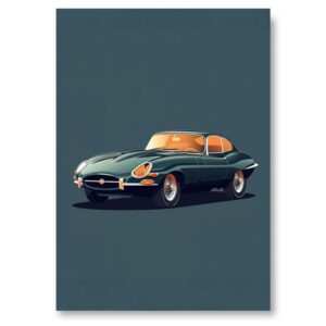 Affiche Jaguar Type E - Flat Design - 30 x 40 cm