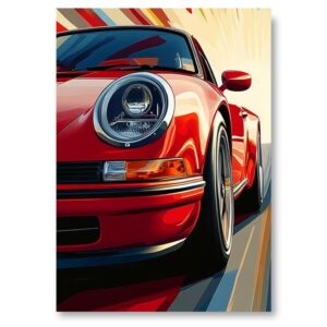 Affiche Porsche 911 rouge - 30 x 40 cm