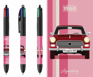 Stylo BIC 4 couleurs - Peugeot 404 - Bordeaux
