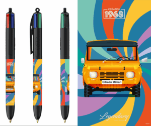 Stylo BIC 4 couleurs - Citroën Méhari Orange