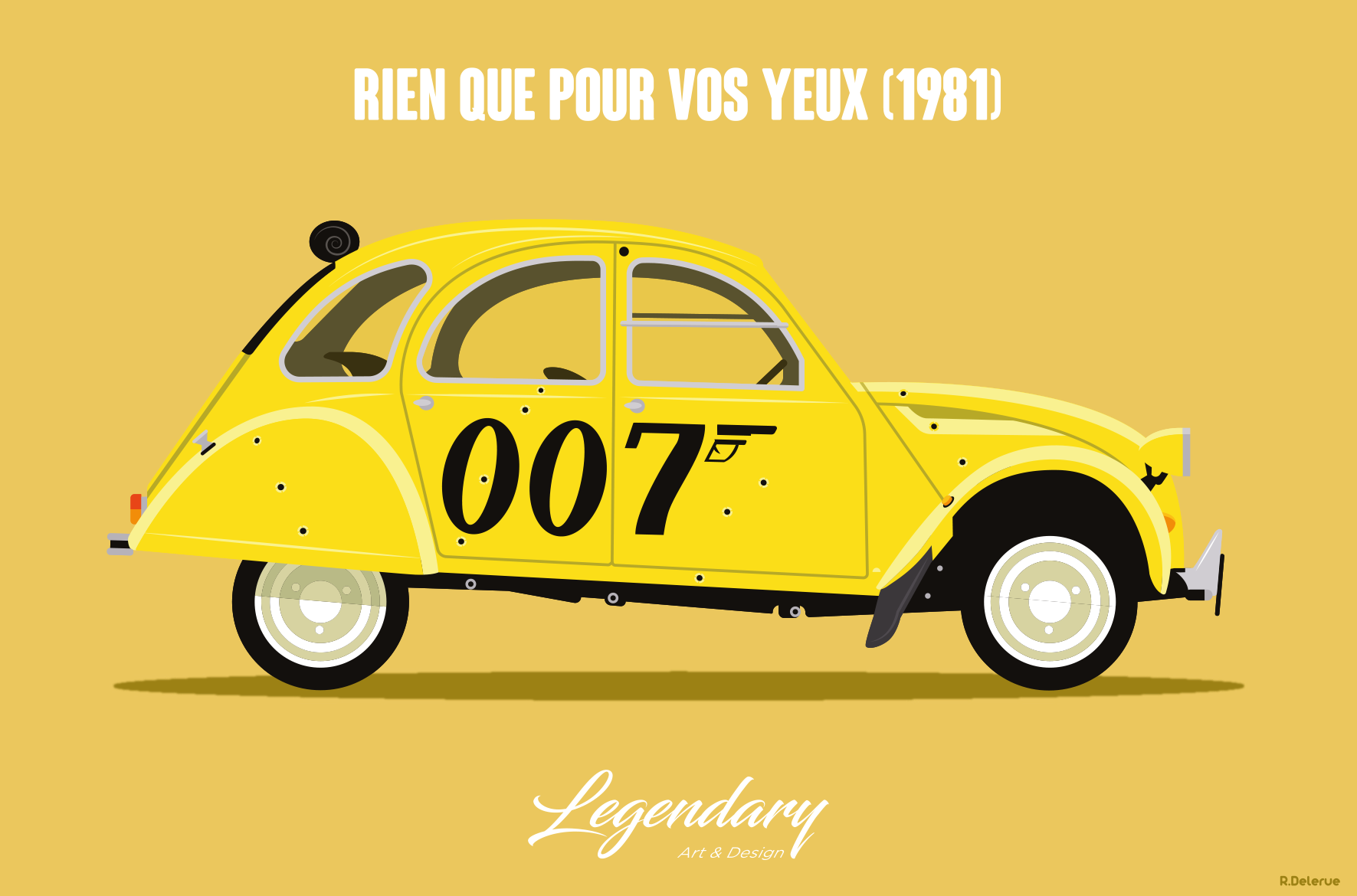 Carte postale 2CV "Rien que pour vos yeux" - James Bond