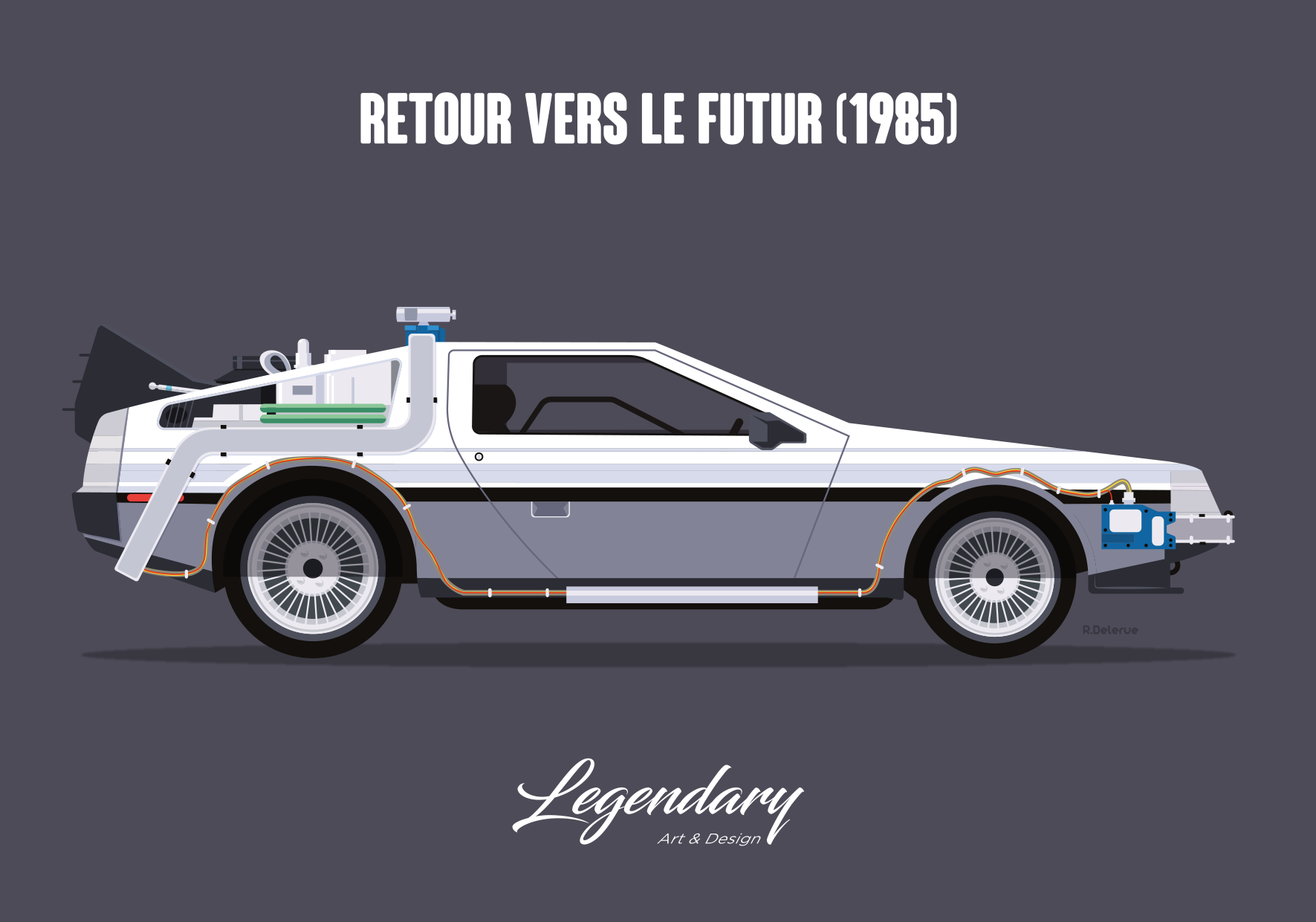Carte postale DeLorean - "Retour vers le futur"