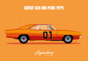Carte Postale Dodge Charger - Shérif fais moi peur