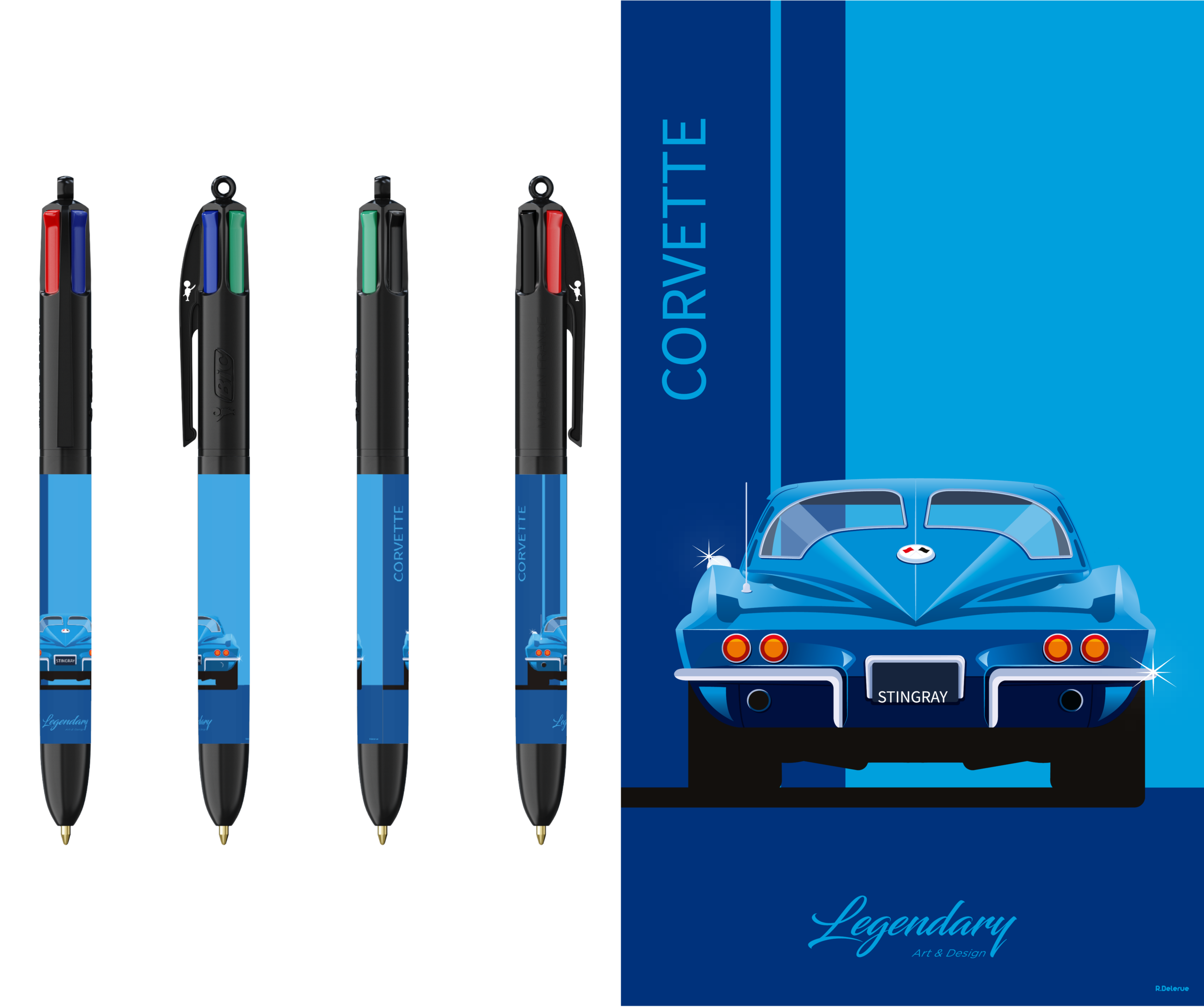 Stylo BIC 4 couleurs - Corvette Stingray- Vue arrière