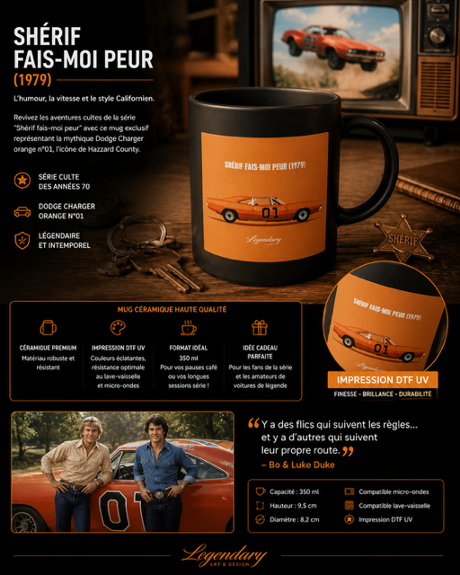 Mug noir céramique "Shérif fais moi peur" - 350 ml – Image 2