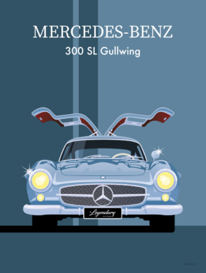 Affiche Mercedes 300 SL - Gullwing - 30 x 40 cm