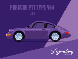 Affiche Porsche 911 Type 964 - 1989 - 30 x 40 cm