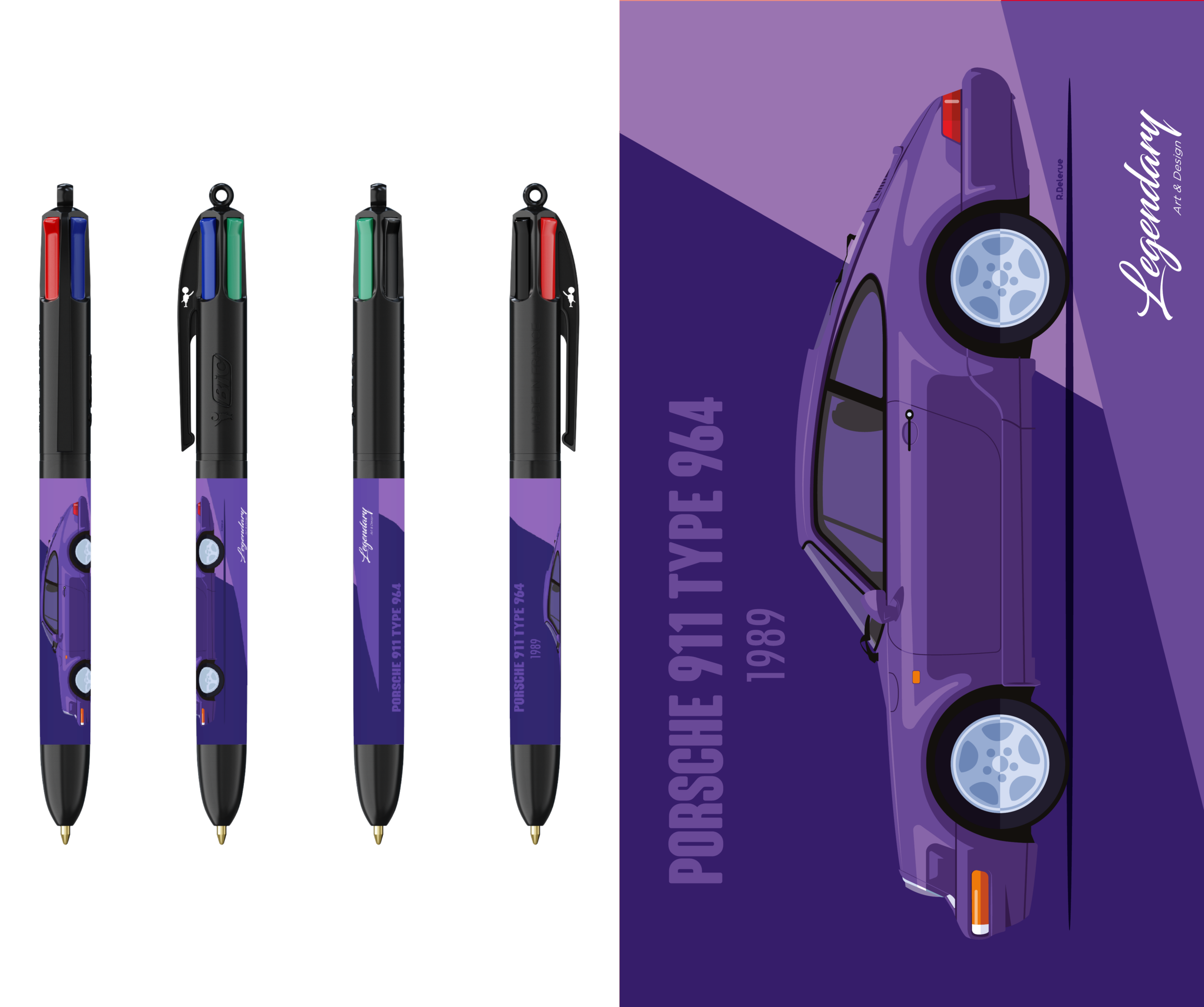 Stylo BIC 4 couleurs - Porsche 911 Type 964  - 1989