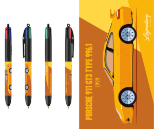 Stylo BIC 4 couleurs - Porsche 911 GT3 Type 996.1  - 1999