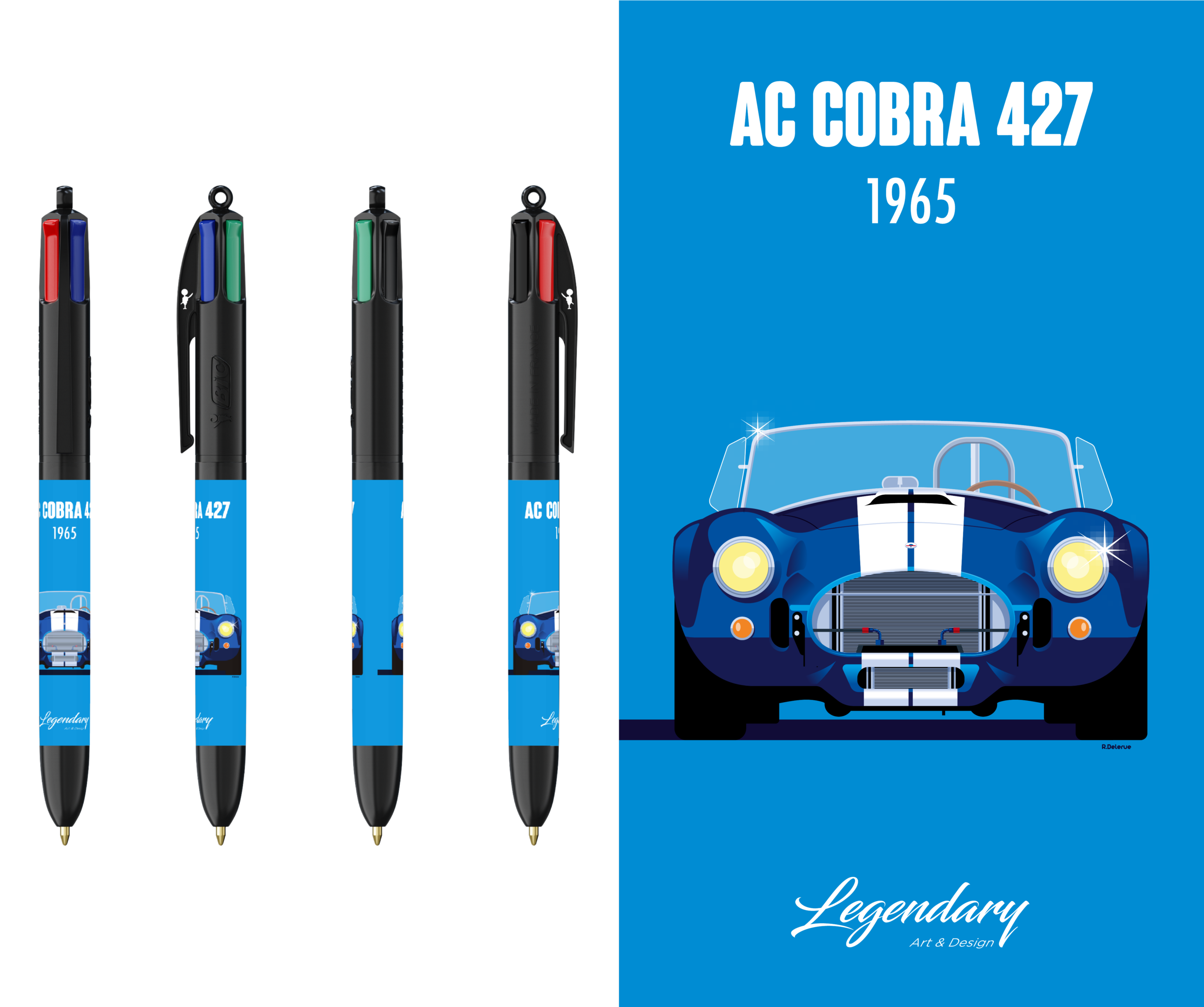 Stylo BIC 4 couleurs - Ford AC Cobra - 1965 - Face